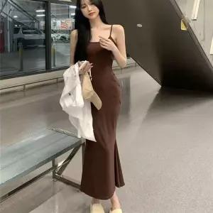 여성 끈나시 롱원피스 서스펜더 민소매 롱원피스