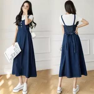 은창)어바웃타임 백밴딩 데님 뷔스티에 원피스 여름 치마 봄 가을 슬림핏