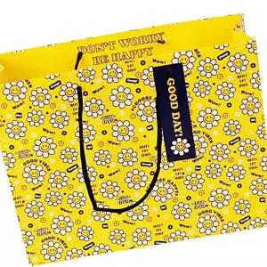 IKWFH1HBA 플라워 쇼핑백-소 옐로우 10p 약27x9.5x21cm 가방 백 꽃무늬 예쁜가방 종이