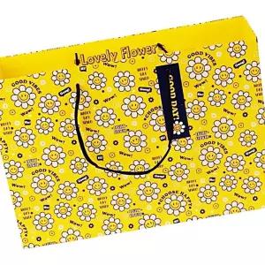 IKWFH1HBC 플라워 쇼핑백-중 옐로우 10p 약36x11x25cm 가방 백 꽃무늬 예쁜가방 종이
