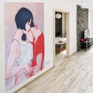 대형 가림천 패브릭 벽장식 포스터 테피스트리 커플세로 L