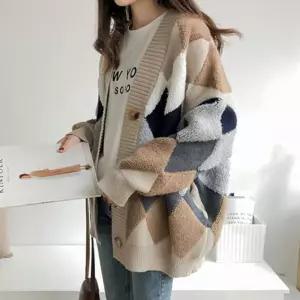 아가일 패턴 가디건 카디건 [BOQ82768]