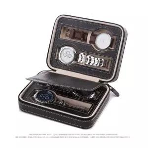 NEWEST PEBBLED PU가죽 시계보관케이스 4슬롯 BLACK [BTT33663]