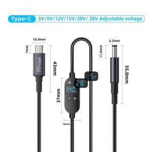 USB C to DC 전원 케이블 140W 타입 5V 9V 12V 20V 28V 조절 가능한 전압 어댑터 커넥터 노트북 라우터용
