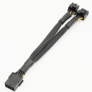 20cm 브레이드 Y-스플리터 GPU 어댑터 케이블 PCIe 8핀 암-듀얼 2X8핀(6+2) 수 Express 전원 연장