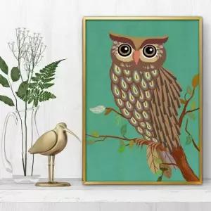 홈스타일링 부엉이그림 액자 A3 2OWL3 풍수그림 돈들어오는