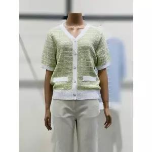 이월수량 더아이잗 트위드 하프 브이넥 가디건 IS8M1CD811 2815407