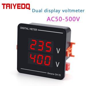 듀얼 디스플레이 전압 패널 미터 AC50-500V LED 디지털 양방향 7272mm