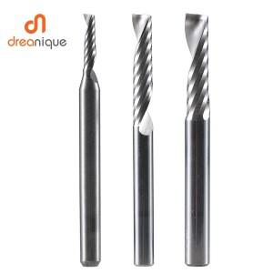 Dreanique 1pc 싱글 플루트 스파이럴 엔드밀 1/8 샹크 카바이드 알루미늄 사이즈 커터 목공 아크릴 ACM용