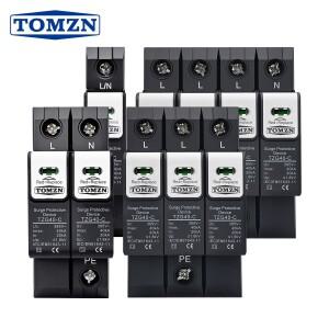 TOMZN DIN 레일 SPD 서지 보호기 1234P PA66 10kA T2 신형 플러그형 낙뢰 고품질 가정용