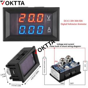 DC4.5-30V 30A/50A 디지털 전압계 미니 측정기 감지기 테스터 0.28 인치 파란색 빨간색 듀얼 LED 디스플레