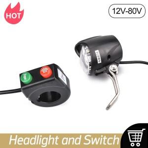 전기 자전거 헤드라이트 경적 스피커 스위치 Wuxing LED 조명 스쿠터 부품 전면 12V-80V