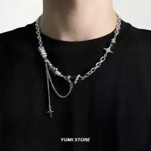 패션 스타 지르콘 펜던트 목걸이 남녀 공용 럭셔리 쇄골 체인 변색 방지 힙합 커플 액세서리