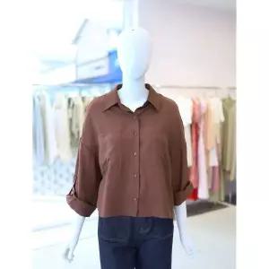 한정수량 올리브데올리브 여성 소매 롤업 루즈핏 포켓 셔츠 YW6AB609 2818453