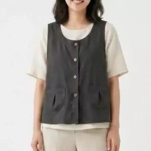 [애슬릿] 여성 조끼 베스트 린넨 리본 레이어드 가을 간절기