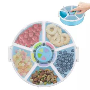 포통 스낵 회전식 용기 5칸 디스펜서와 뚜껑 포함 색상 일치 개봉 BPA 및 PVC 무함유 가정·학교·여행용