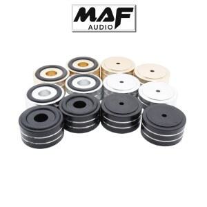 4개 CNC 가공된 솔리드 알루미늄 스탠드 베이스 스파이크 AMP 스피커 피트 매트 패드 서브우퍼 DAC CD 턴테이블 PC 방진