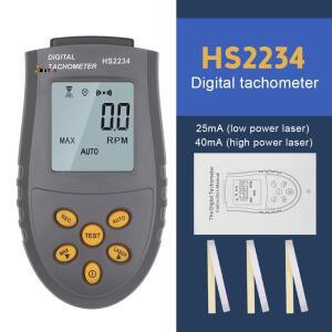 HS2234 디지털 레이저 타코미터 LCD RPM 테스터, 소형 엔진 모터 속도 게이지 비접촉 측정