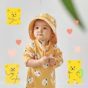 [룽스_6818]베베샤 아기모자 썬블럭햇 베어옐로우