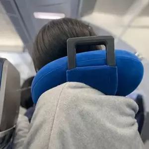 벨벳 그레이 에어 목베개 휴대용 여행 비행기 귀마개 안대 수면세트