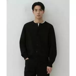 MUSINSA STANDARD 워셔블 수피마 코튼 라운드 넥 가디건 [블랙]