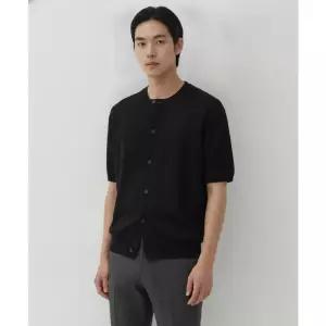 MUSINSA STANDARD 워셔블 수피마 코튼 라운드 넥 반소매 가디건 [블랙]