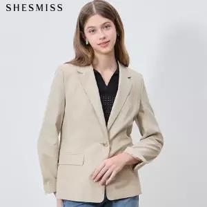 [쉬즈미스(SHESMISS)] 품격있는 베이직 원버튼 린넨 재킷 (택가격: 338000원)