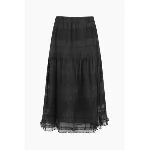 베네통 메쉬 블록 레이스 헴 밴딩 롱 스커트 BASK05541 924076