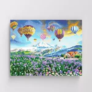 [아트박스]/하비스스퀘어 명화풍경 새벽 열기구 여행 보석십자수 캔버스 40x50cm