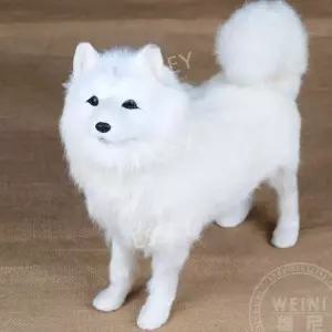 사모예드 인형 진짜같은 모형 귀여운 모델 강아지 하얀 30cm