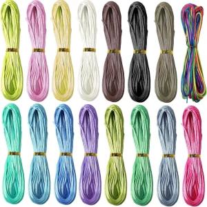 16 묶음 175야드 새틴 나일론 트림 코드 1.5mm 다양한 색상의 줄 실크 실로 팔찌 끈 중국 매듭 만들기용