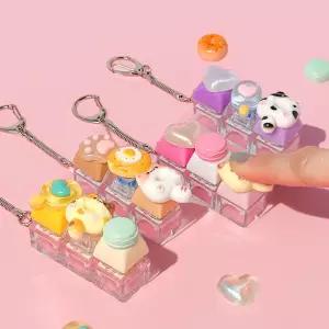 5000 귀염뽀짝 3구 키보드 키링만들기 1개 랜덤 - DIY 키보드 열쇠고리 파우치 가방 학원 마켓