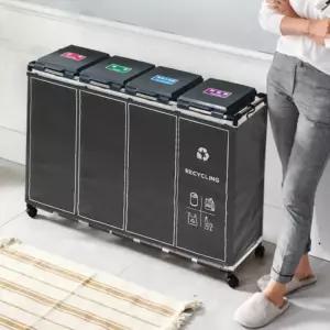 재활용 쓰레기통 휴지통 분리수거함 4단 커버 세트