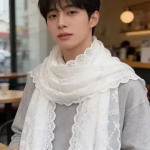 시스루 자수 롱 스카프 봄 여름 가을 머플러 넥케이프 여행용 나...