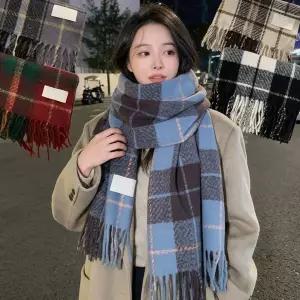 [하프클럽/]겨울 롱 머플러 빅 체크 도톰 목도리 스카프 방한 용품 외출 아