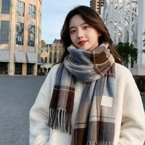 [하프클럽/]롱머플러 체크 목도리 스카프 남녀공용 겨울 방한용품 목걸이