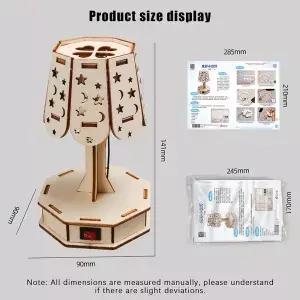 나무 색상의 작은 테이블 램프 3D 퍼즐 DIY 과학 조립 교육용 모델 키트