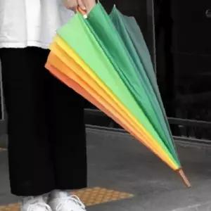 무지개색 다채로운 컬러 큰사이즈 비오는날 튼튼한 골조 자동 펼침 긴손잡이 우산