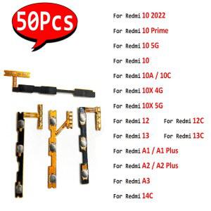 50Pcs Xiaomi Redmi 14C 13 13C 12 12C 10X 4G 5G 10A 10C 10 2022 10 Prime 용 새 전원 켜기/끄기 볼륨 키 버튼 플렉스 케이블 리본