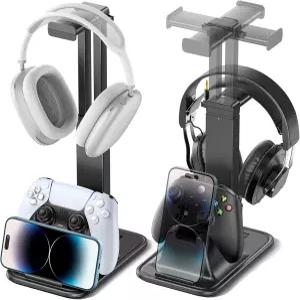 게이밍 헤드셋 및 컨트롤러 스탠드 휴대폰 홀더가 포함된 회전식 헤드폰 수납함 PS5/PS4/XBOX용 표준 게임