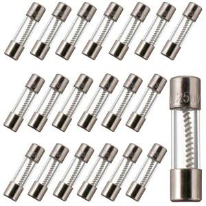 BOJACK T6.3AL250V 5X20MM 6.3250V 슬로우 블로우 퓨즈 6.3암페어 250볼트 0.2 X 0.78인치 유리관 시간지연 (20개입)