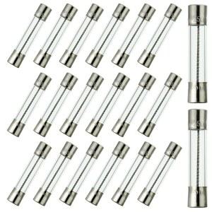 BOJACK T1AL250V 6X30 MM 1A 250V 슬로우 블로우 퓨즈 1암페어 250볼트 0.24 X 1.18인치 유리관 시간지연 (20개입)