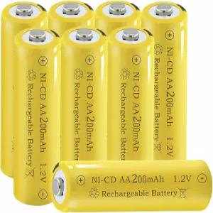 테네유오 NI-CD AA 200mAh 1.2V 실외 태양광 조명 통로 로프 충전식 배터리 8팩 더블 A