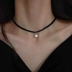 미니 진주 초커 목걸이 레이어드 여성 심플 패션 데일리 패션 파티 짧은-WFQ4YEO