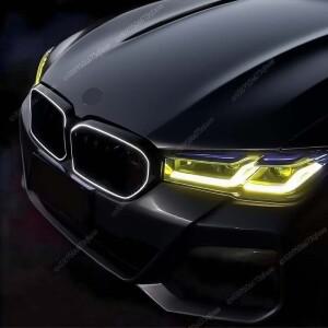 BMW 호환 5 시리즈 G30 G31 F90(M5) LCI 2020-2023 ABS 글로스 블랙 튜닝용 LED 라이트 자동차 앞 범퍼 키