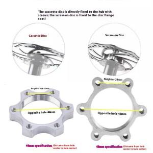 2개 알루미늄 44/48MM 자전거 허브 디스크 브레이크 로터 프리휠 나사형 6볼트 플랜지