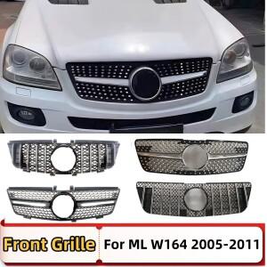 메르세데스 벤츠 ML W164 2005-2011 ML300 GT 다이아몬드 스타일 용 전면 그리드 그릴 범퍼 튜닝 액세서리