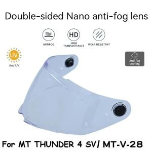MT THUNDER 4 SV STINGER 2 용 헬멧 겨울 바이저 MT-V-28B 바이크 오토바이 양면 나노 안개 방지 렌즈 액세