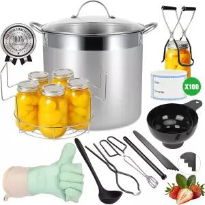 HOMKULA 20.5QT 물욕조 캔닝 냄비 랙 및 뚜껑 포함 용품 인덕션 쿡탑 스테인리스 스틸에 적합 식기세척기