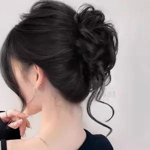 디피몰 웨이브 올림머리 집게핀 가발 내추럴블랙  면접가발